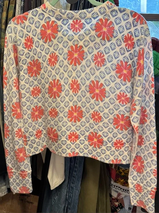 NWT Free People Nocturnal Patterned Cashmere Cardi - prep combo blue - small - Picture 7 of 8